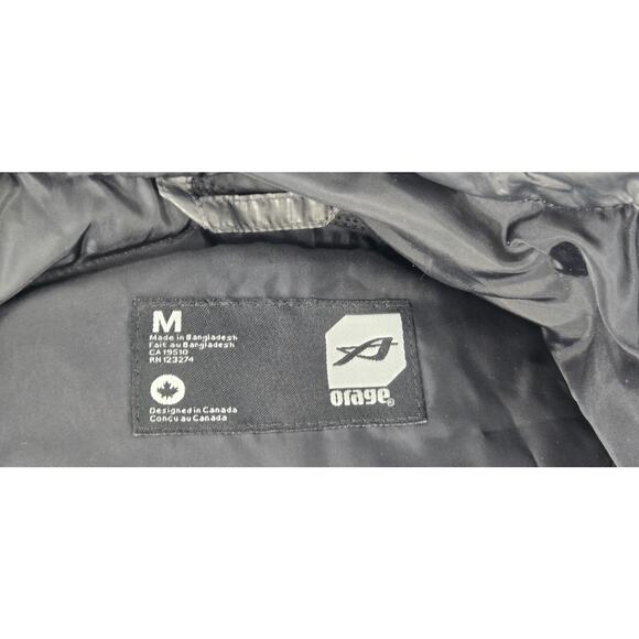 Orage Down Puffer Coat Metallic Gunmetal Mens Medium Hooded Quilted Lightweight - Picture 6 of 7